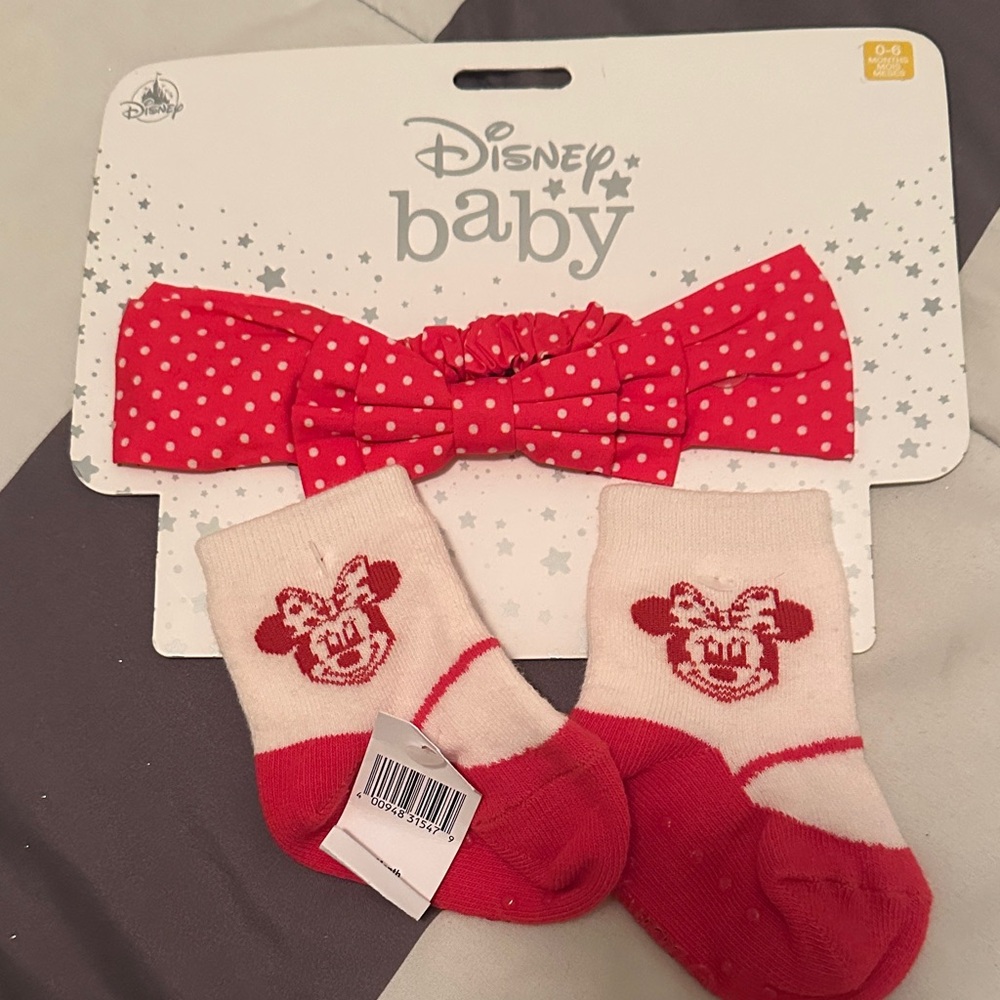 Disney Red Polka Dot Baby Headband and Socks